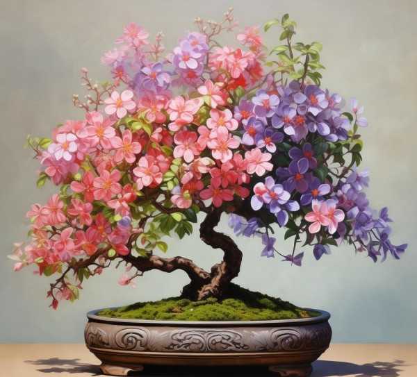 自然之美，鲜花盆景绘画的艺术融合
